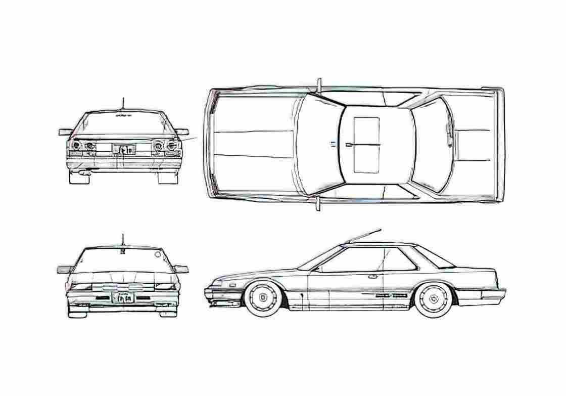 Blueprint Nissan Skyline R30 2000RS Turbo Coupe 1981 A4 Photo Print