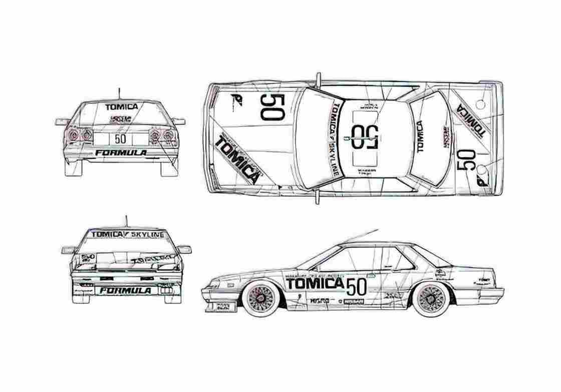 Blueprint Nissan Skyline R30 Coupe 1985 A4 Photo Print