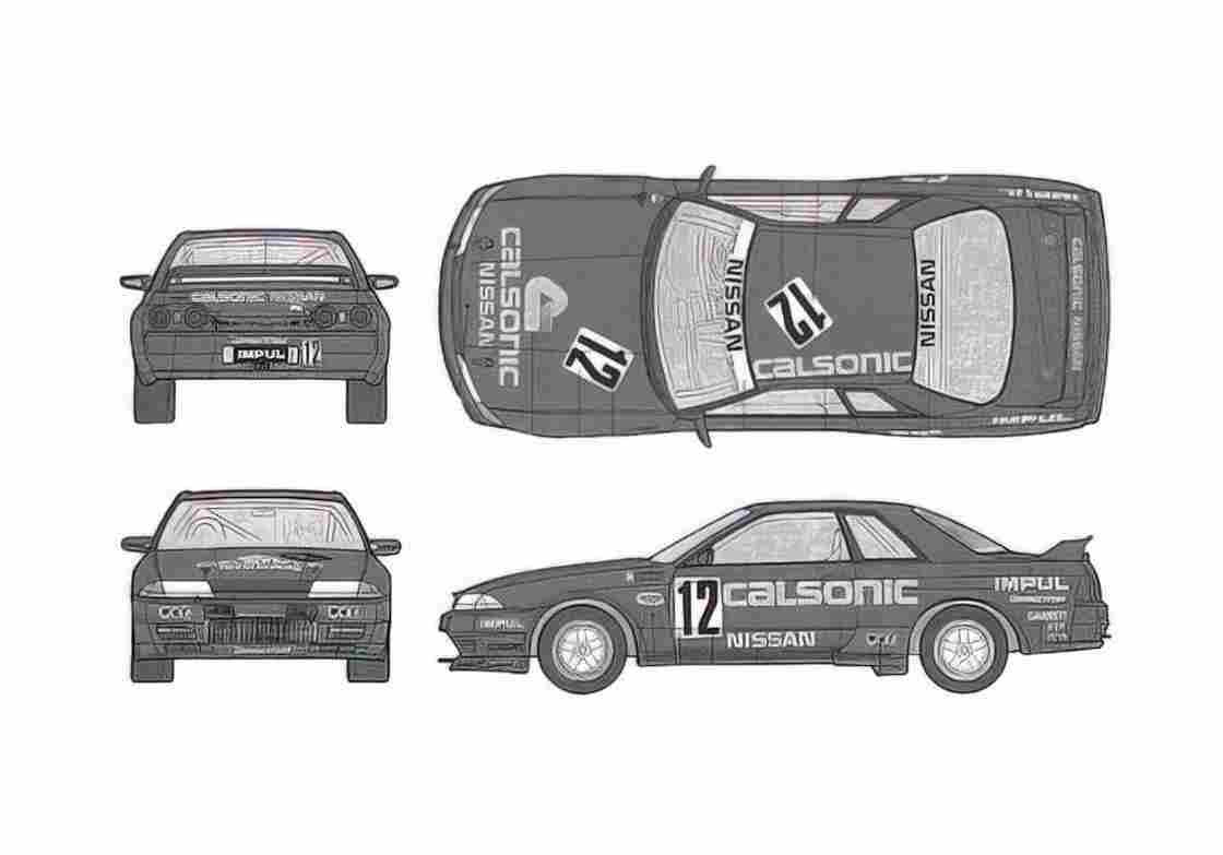Blueprint Nissan Skyline R32 Calsonic Coupe 1992 A4 Photo Print