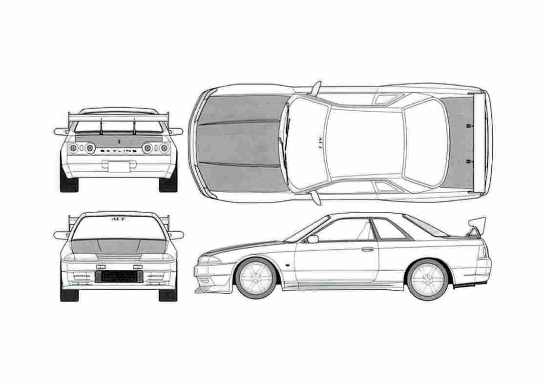 Blueprint Nissan Skyline R32 GT R Coupe 1989 A4 Photo Print