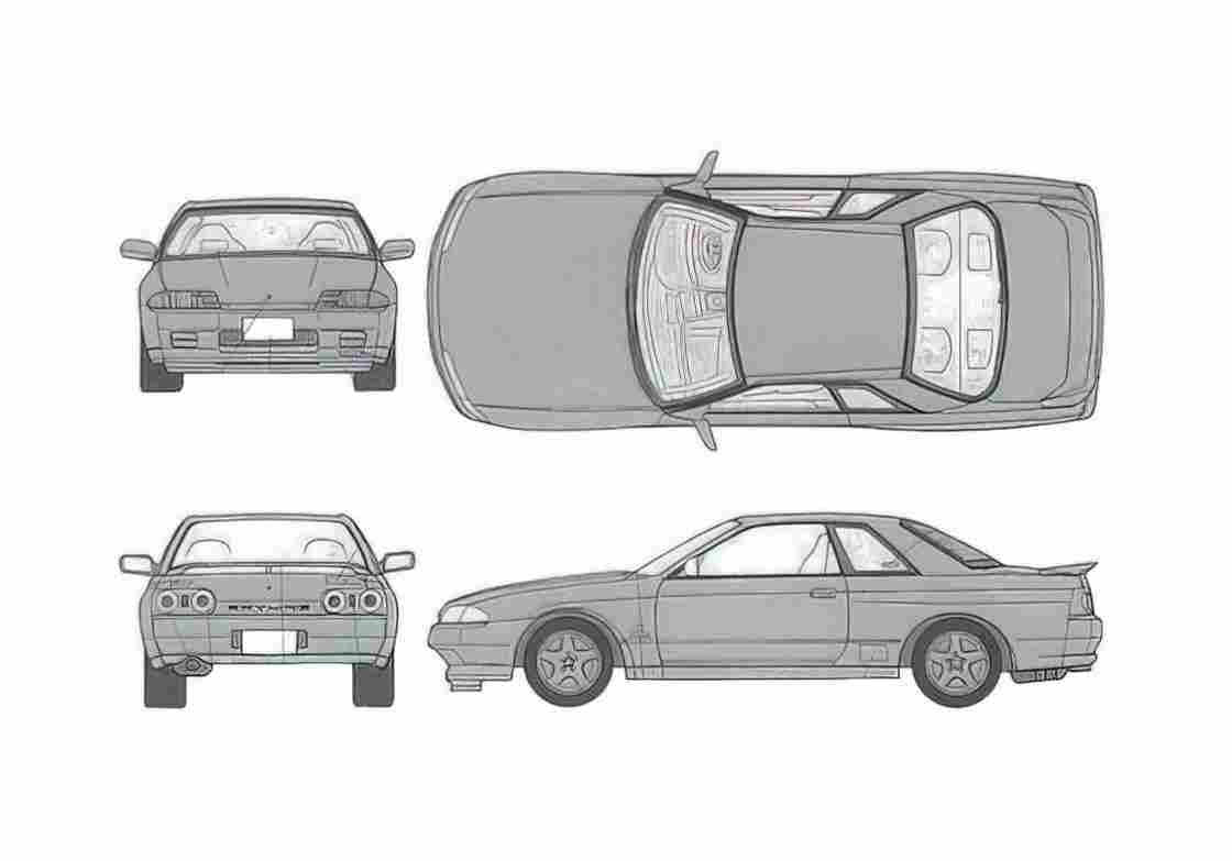 Blueprint Nissan Skyline R32 GTS T Coupe 1989 A4 Photo Print