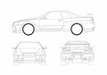 Blueprint Nissan Skyline R34 GT Coupe 1999 A4 Photo Print