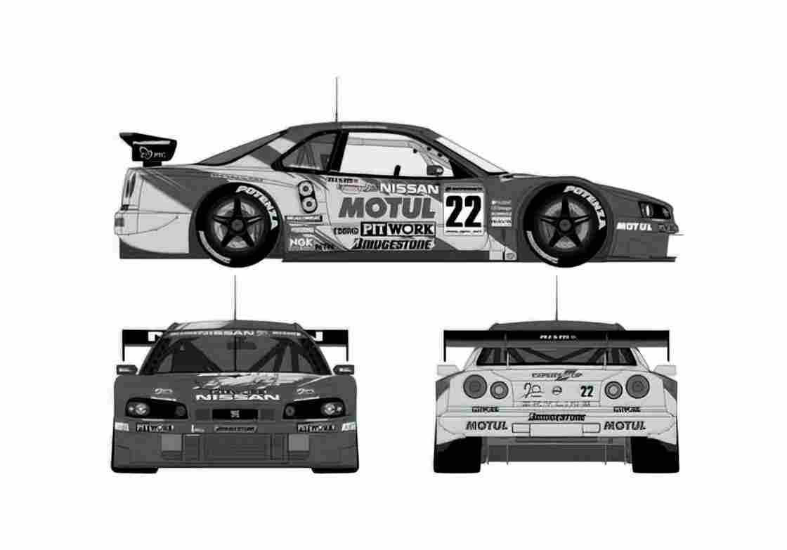 Blueprint Nissan Skyline R34 GTR Coupe A4 Photo Print