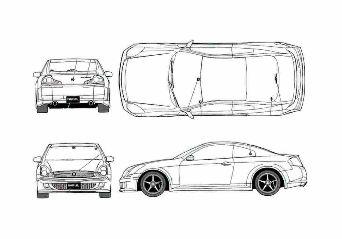 Blueprint Nissan Skyline V35 350GT Impul 535CS Coupe 2004 A4 Photo Print