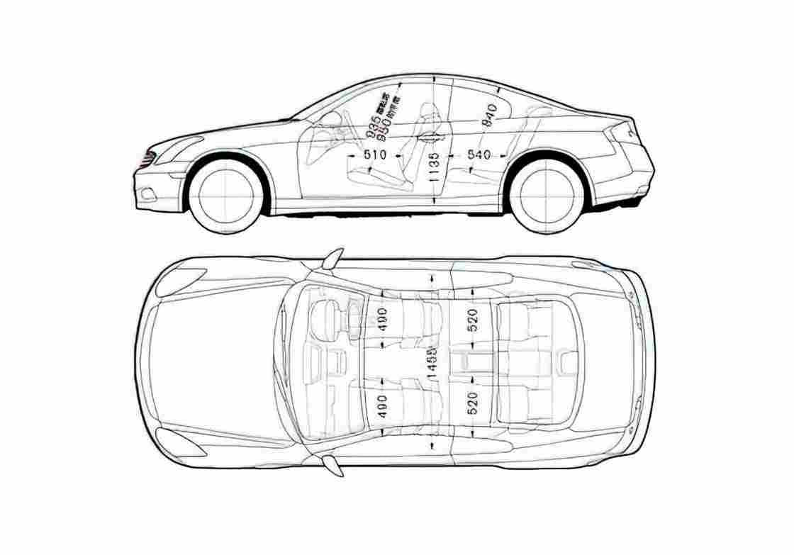 Blueprint Nissan Skyline V35 Coupe 2005 A4 Photo Print