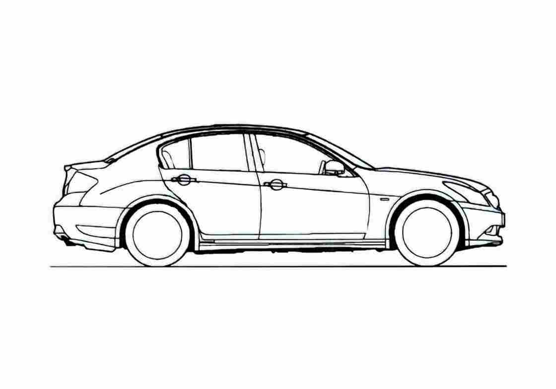 Blueprint Nissan Skyline V35 Sedan 2009 A4 Photo Print