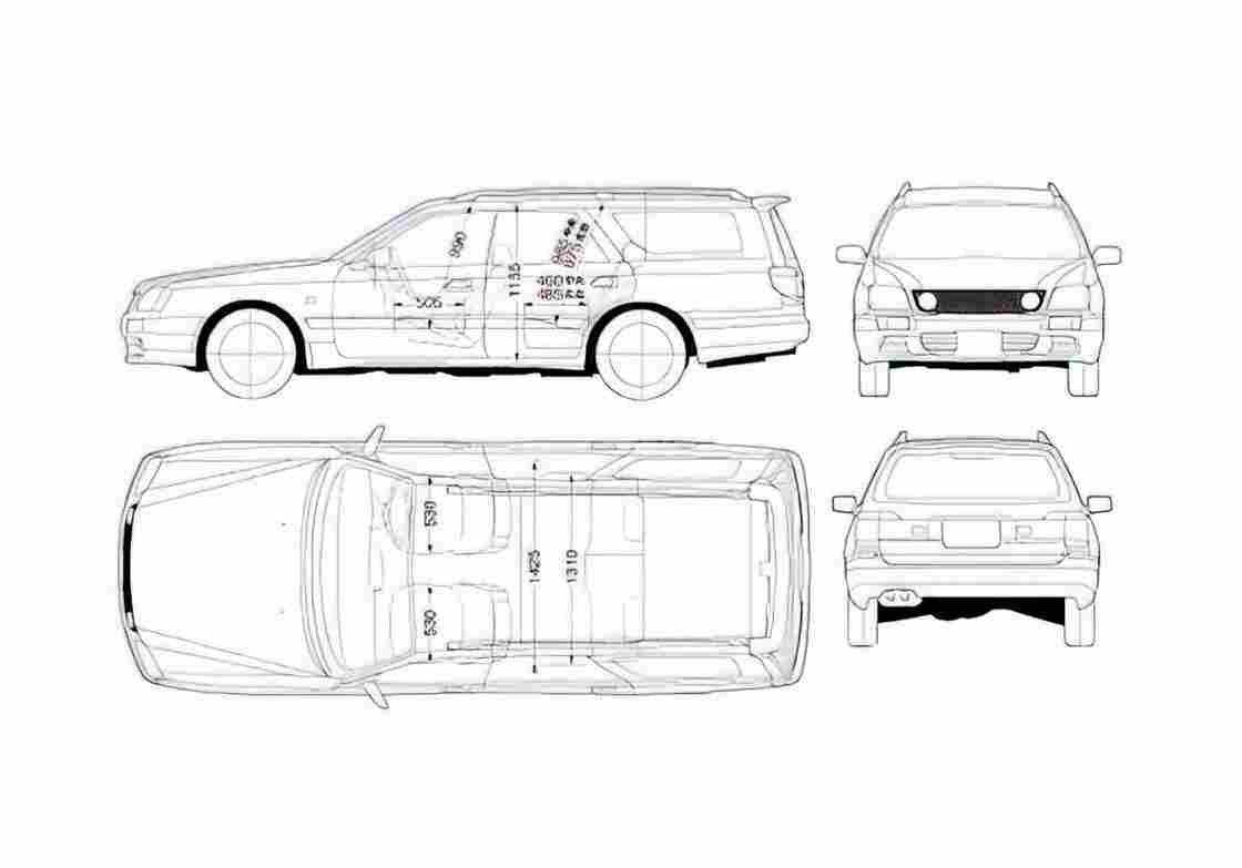 Blueprint Nissan Stagea WC34 Wagon 2001 A4 Photo Print