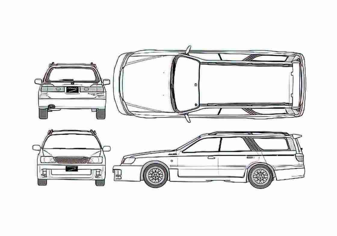 Blueprint Nissan Stagea Wagon 2001 A4 Photo Print