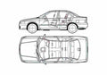 Blueprint Nissan Sunny 4 door Sedan 2003 A4 Photo Print
