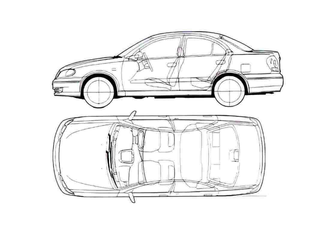 Blueprint Nissan Sunny Sedan 2005 A4 Photo Print