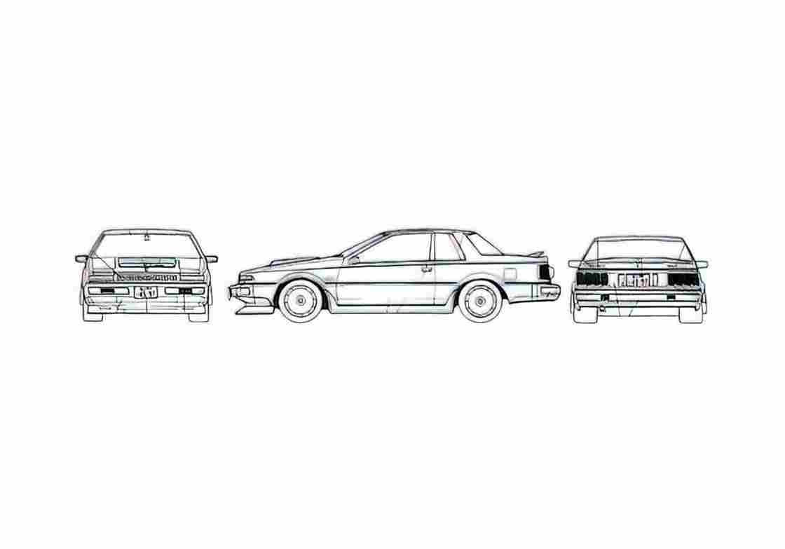 Blueprint Nissan Sylvia RS X Coupe 1990 A4 Photo Print