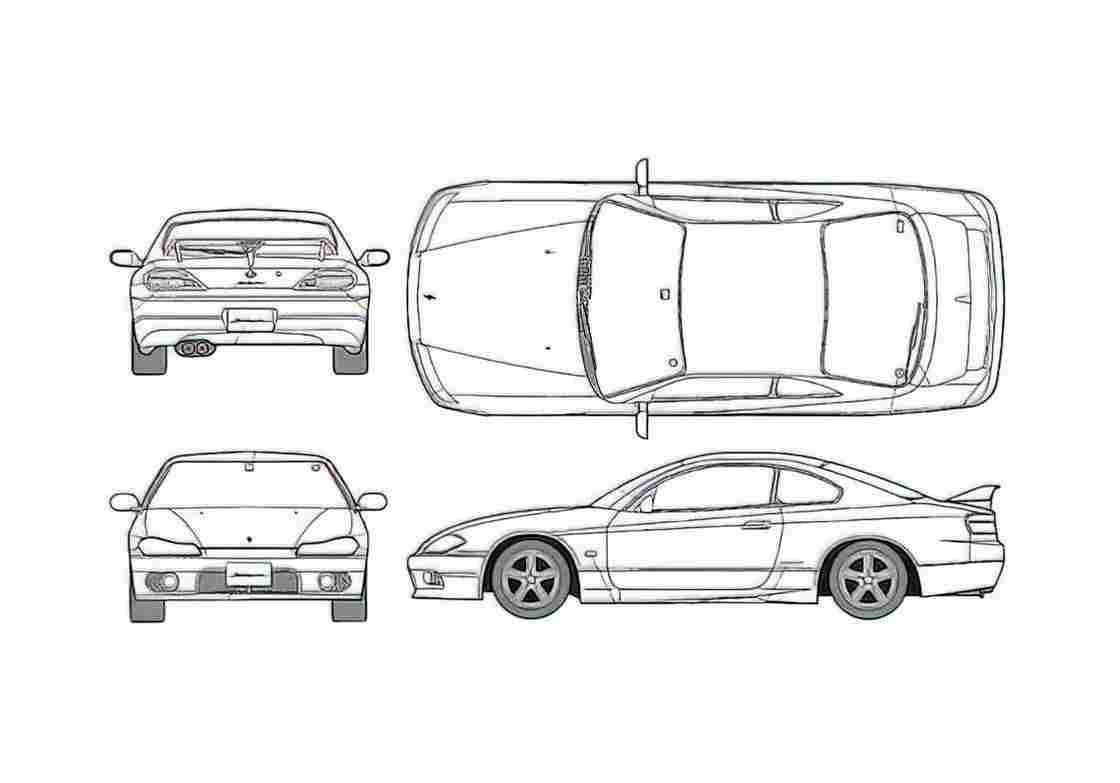 Blueprint Nissan Sylvia s15 Coupe A4 Photo Print