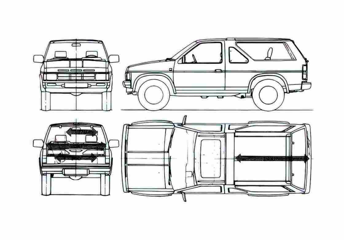 Blueprint Nissan Terrano 2 door SUV 1987 A4 Photo Print