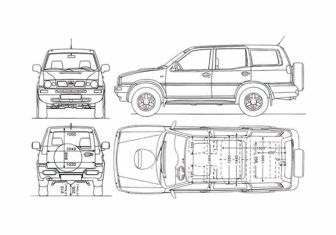 Blueprint Nissan Terrano II LWB SUV 1989 A4 Photo Print