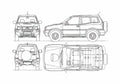 Blueprint Nissan Terrano II SWB SUV 1989 A4 Photo Print