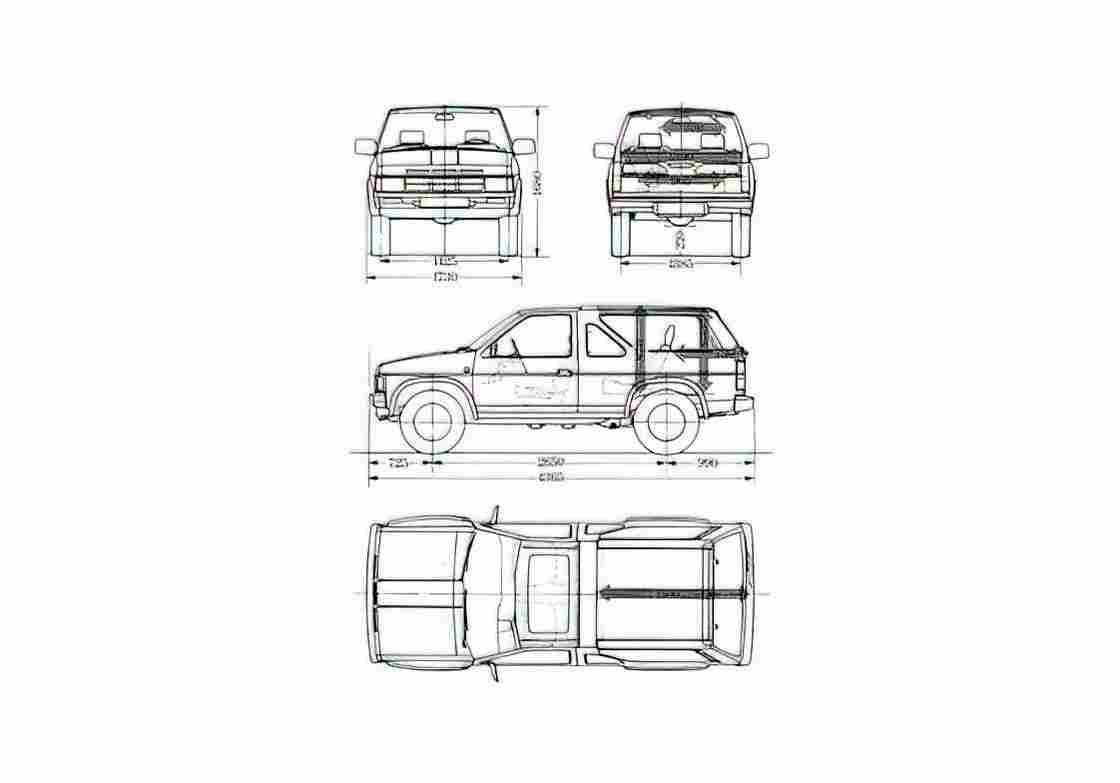 Blueprint Nissan Terrano SUV 1987 A4 Photo Print