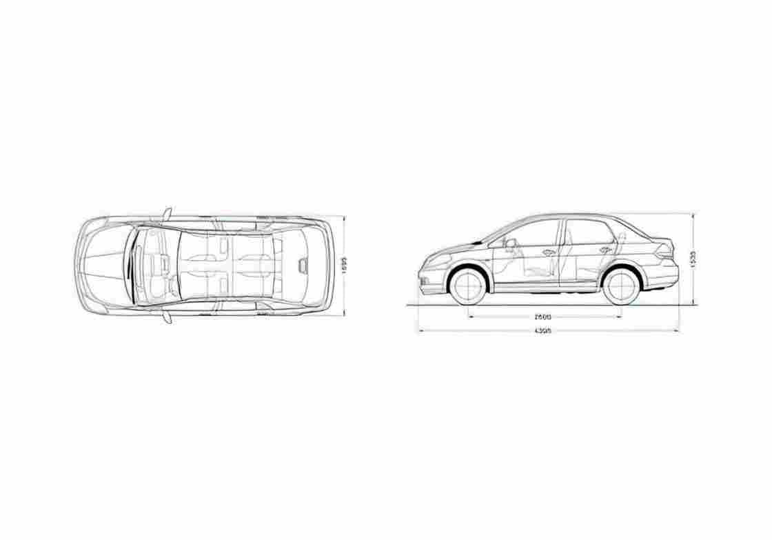 Blueprint Nissan Tiida Sedan 2007 A4 Photo Print