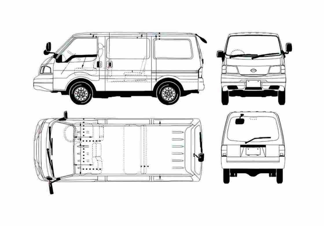 Blueprint Nissan Vanette Microvan 1999 A4 Photo Print