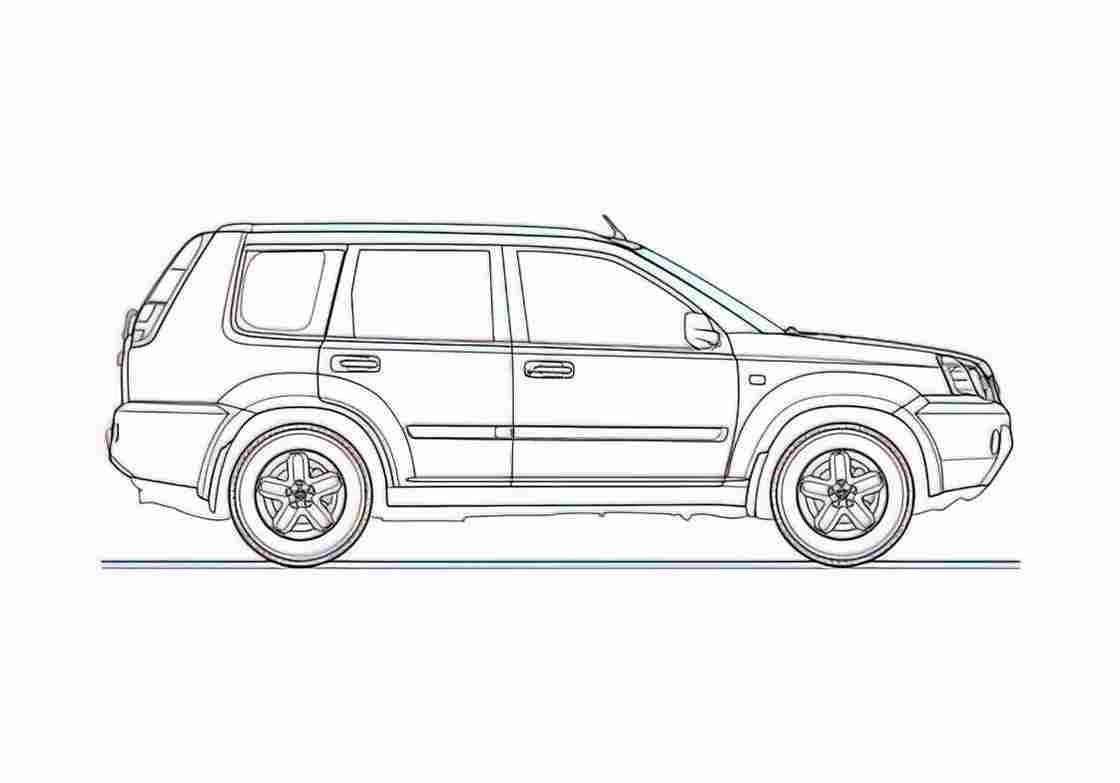 Blueprint Nissan X Trail I SUV 2004 A4 Photo Print
