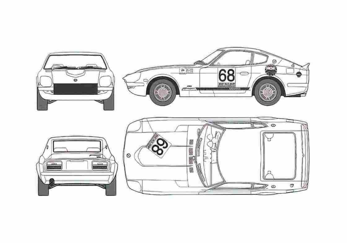 Blueprint Nissan Z 432 Coupe A4 Photo Print