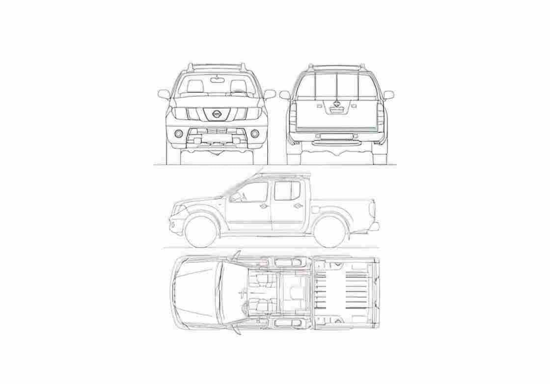 Blueprint Nissan navara Twin Cab Pick up 2008 A4 Photo Print