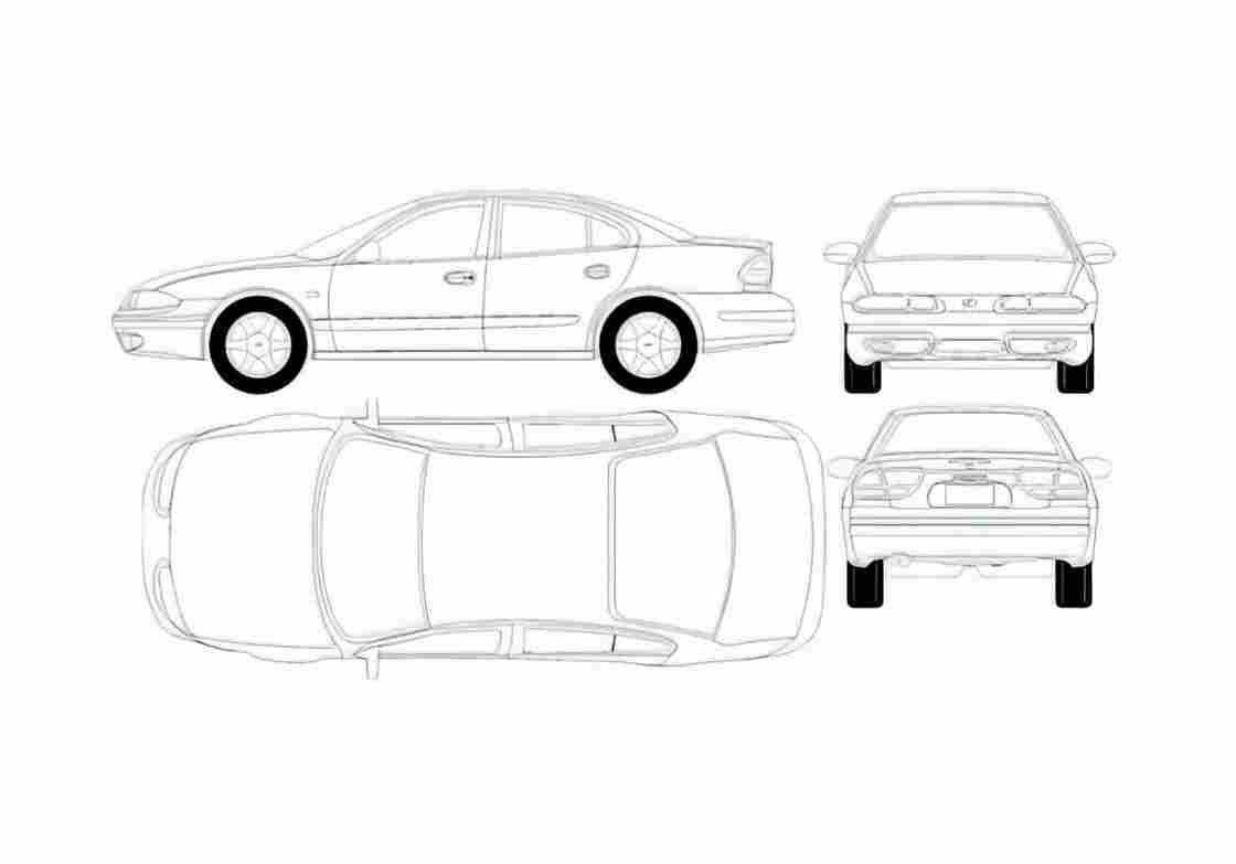 Blueprint Oldsmobile Alero 34 Sedan 2002 A4 Photo Print
