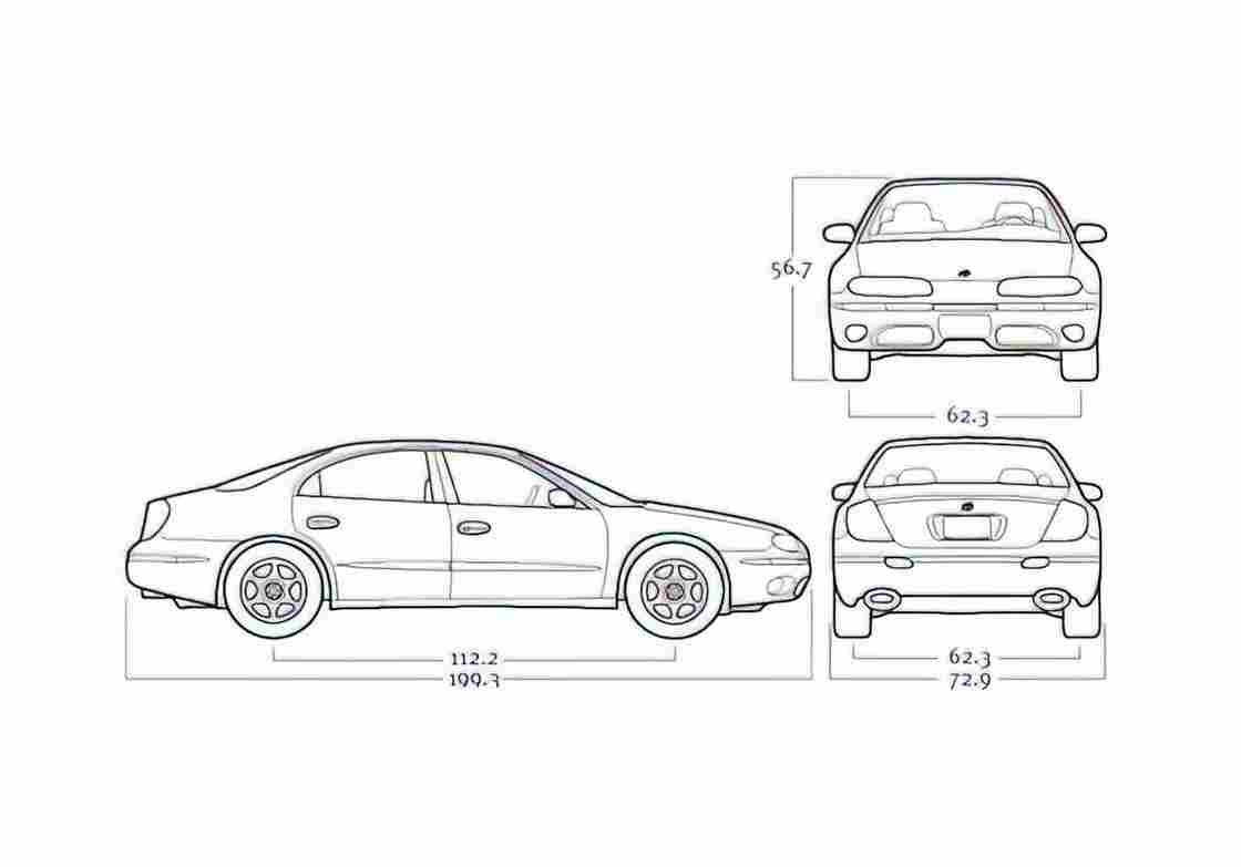 Blueprint Oldsmobile Aurora Sedan 1994 A4 Photo Print