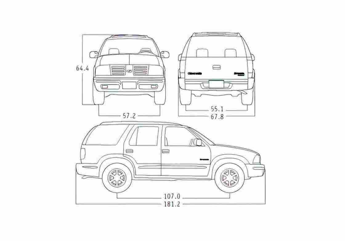 Blueprint Oldsmobile Bravada SUV 2001 A4 Photo Print