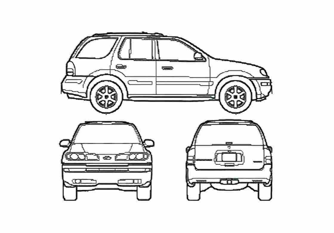 Blueprint Oldsmobile Bravada SUV 2003 A4 Photo Print