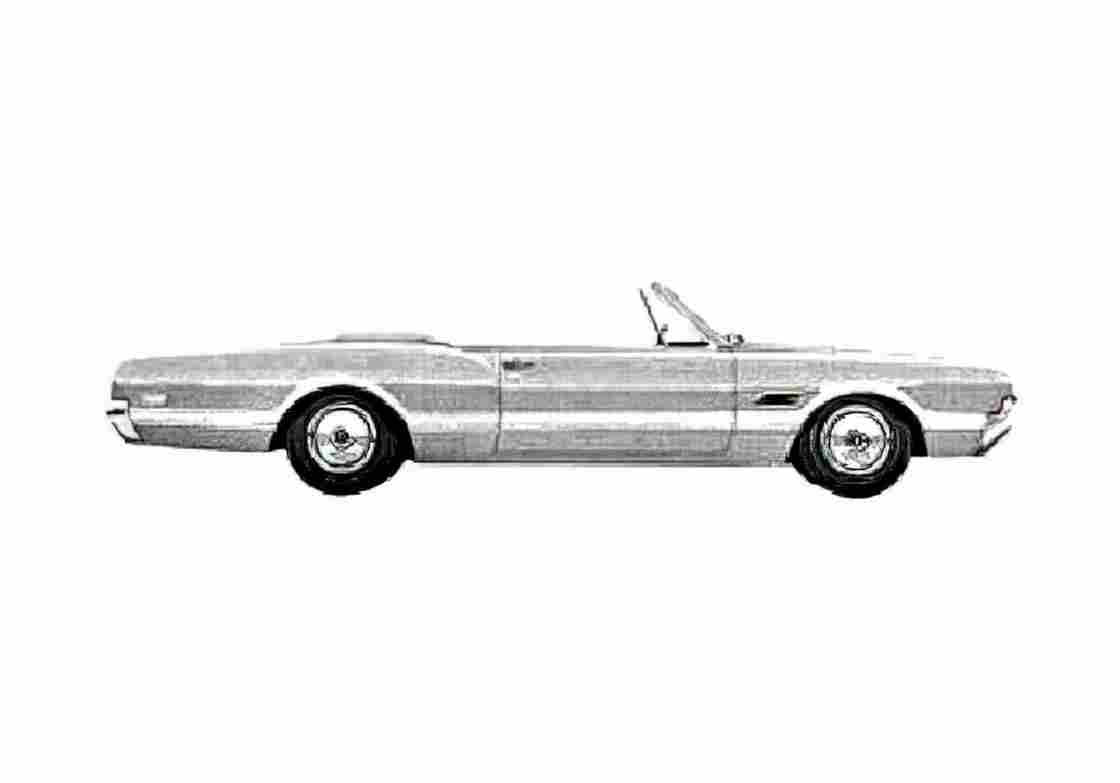 Blueprint Oldsmobile Cutlass 442 Convertible Cabriolet 1966 A4 Photo Print