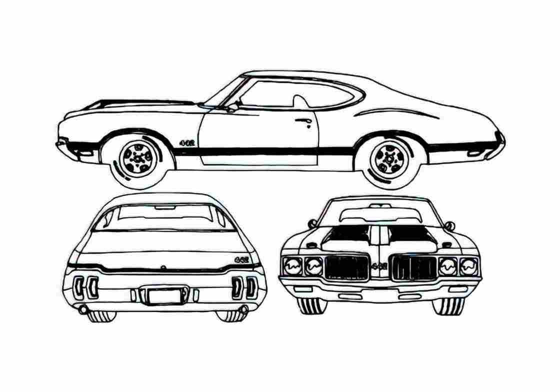 Blueprint Oldsmobile Cutlass 442 W30 Coupe 1970 A4 Photo Print