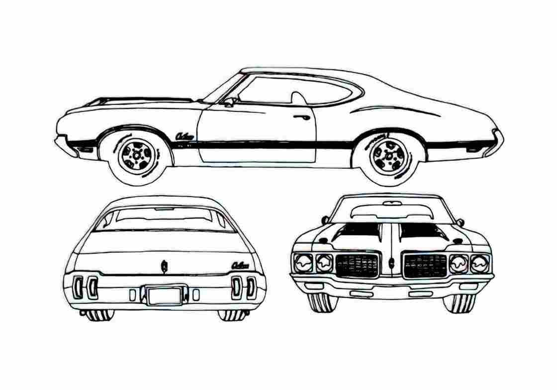 Blueprint Oldsmobile Cutlass 442 W31 Coupe 1970 A4 Photo Print