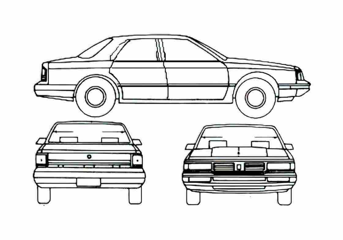 Blueprint Oldsmobile Cutlass Ciera Sedan 1989 A4 Photo Print