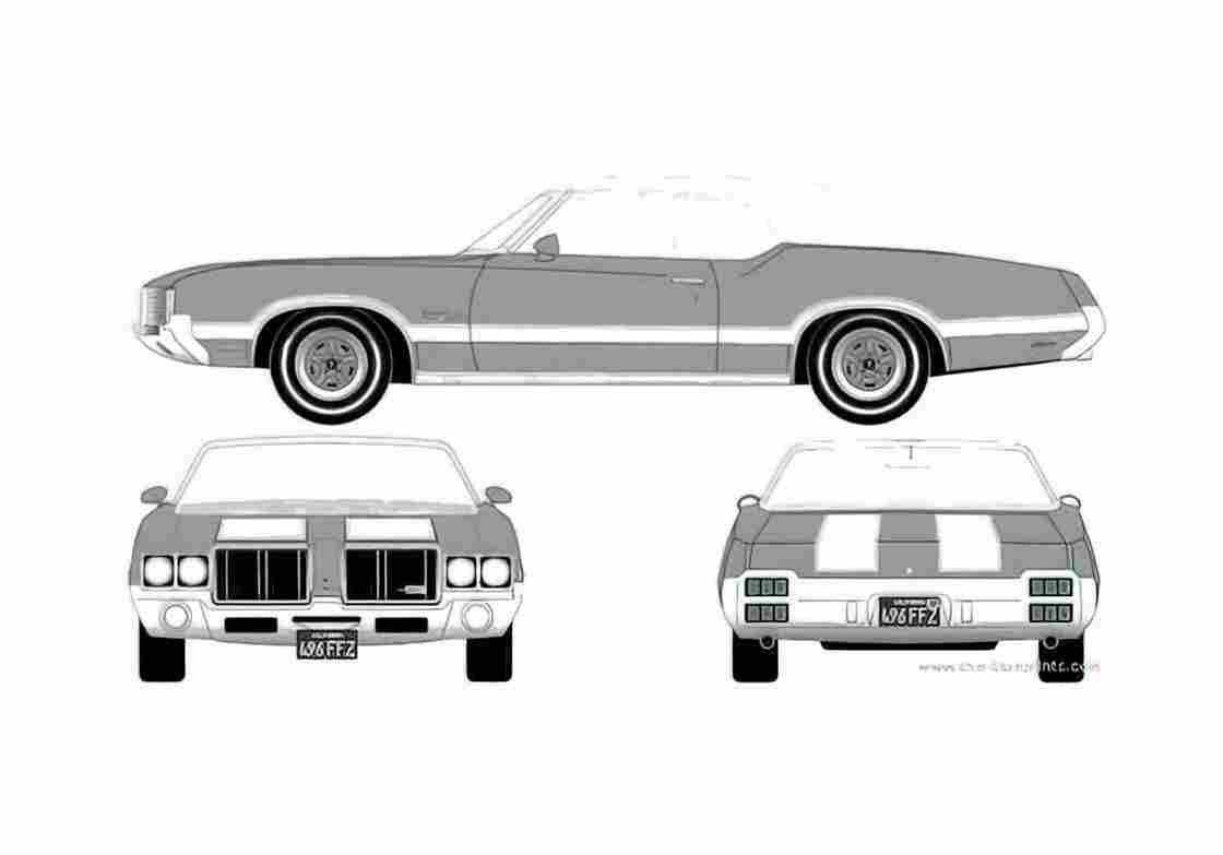 Blueprint Oldsmobile Cutlass Supreme Convertible Cabriolet 1972 A4 Photo Print
