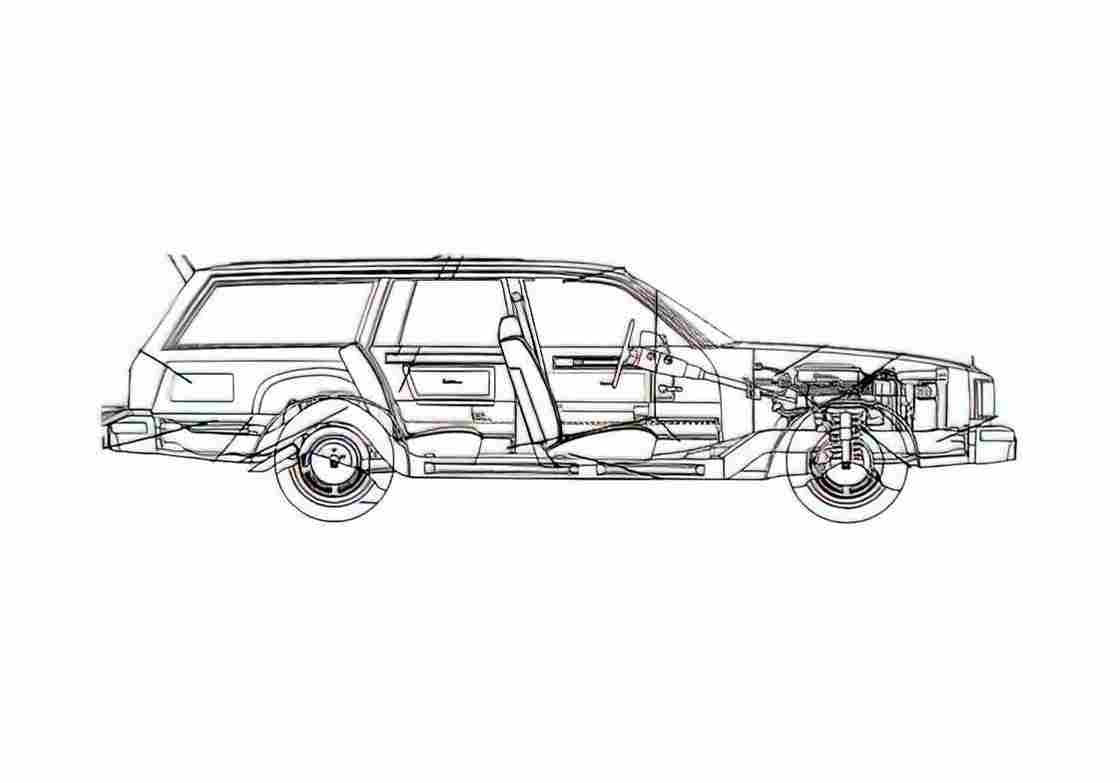 Blueprint Oldsmobile Cutlass Wagon 1981 A4 Photo Print