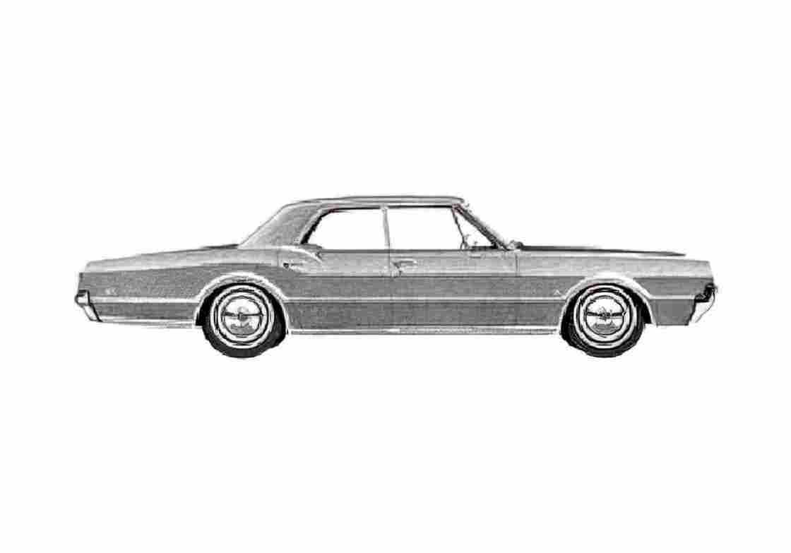 Blueprint Oldsmobile F85 Deluxe Sedan 1966 A4 Photo Print