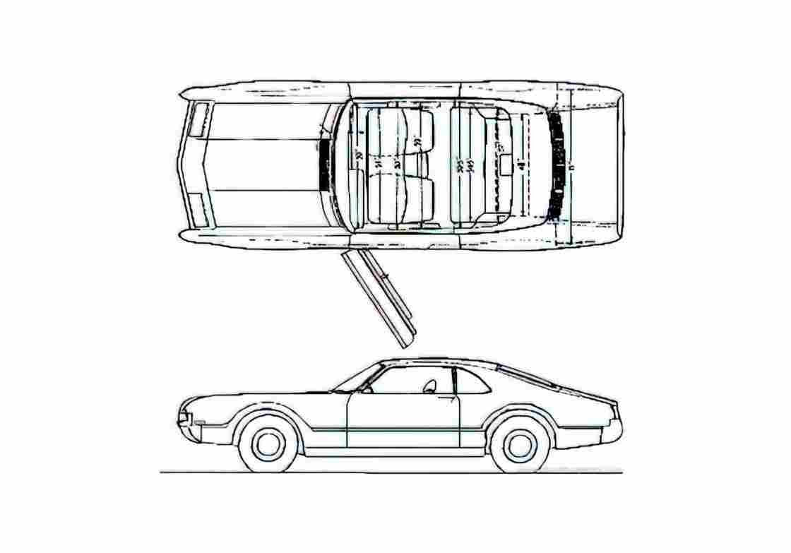 Blueprint Oldsmobile Toronado Coupe 1966 A4 Photo Print