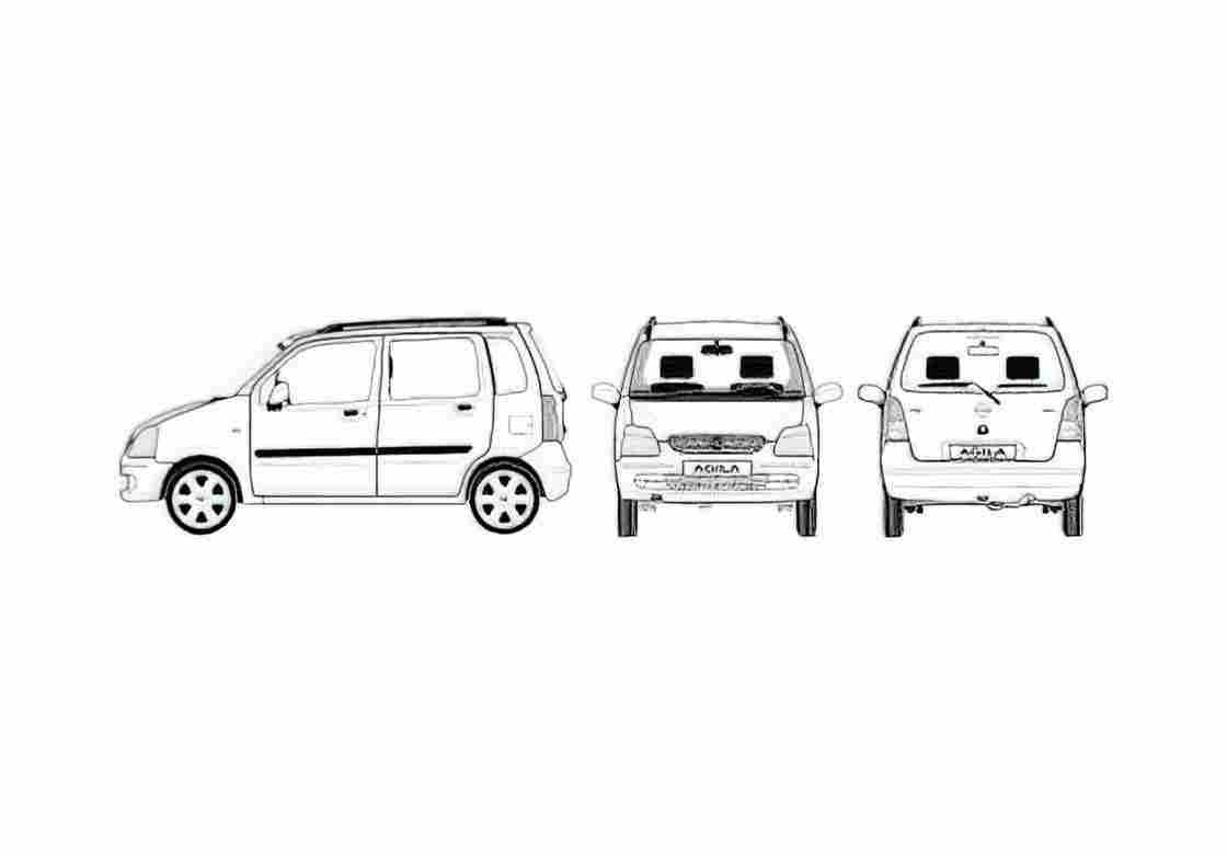 Blueprint Opel Agila Hatchback 2003 A4 Photo Print