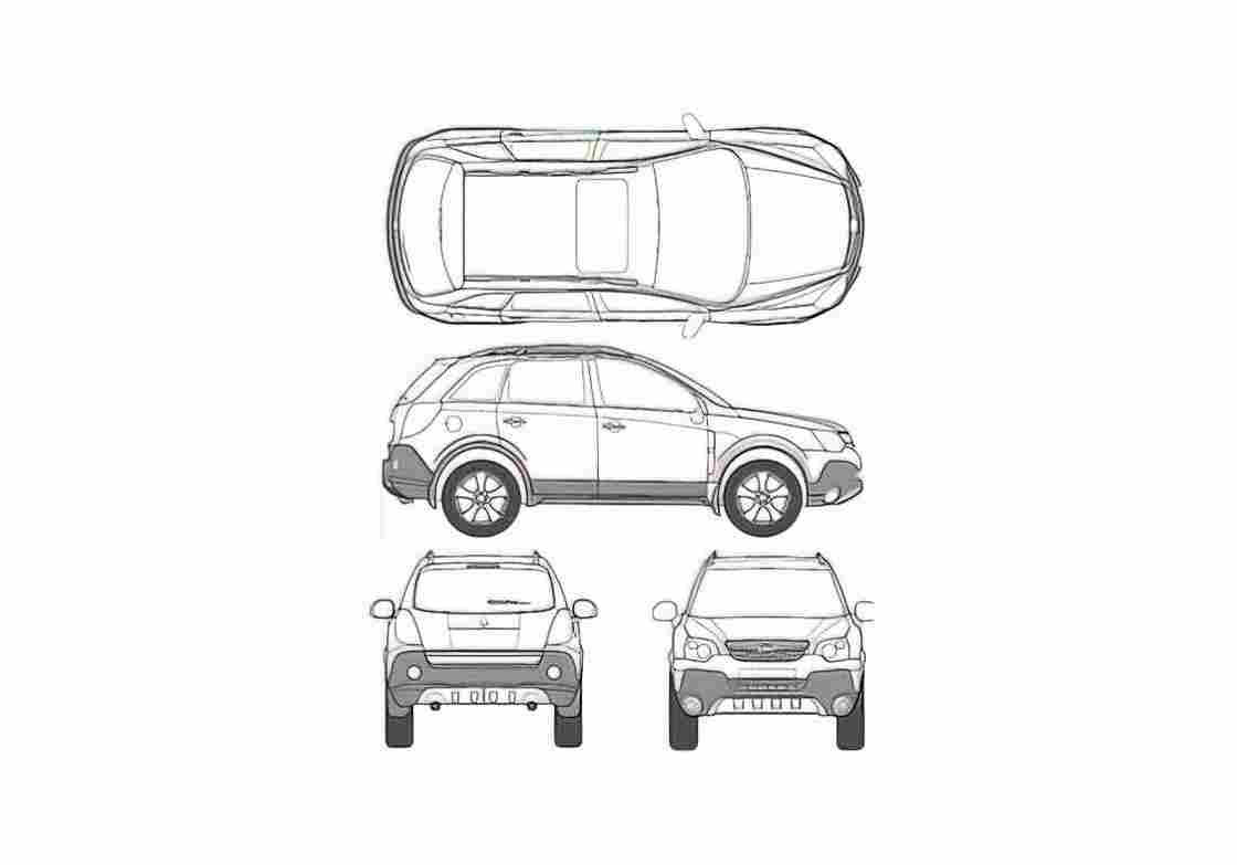 Blueprint Opel Antara SUV 2008 A4 Photo Print