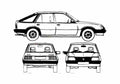 Blueprint Opel Ascona 2 door Hatchback 1982 A4 Photo Print