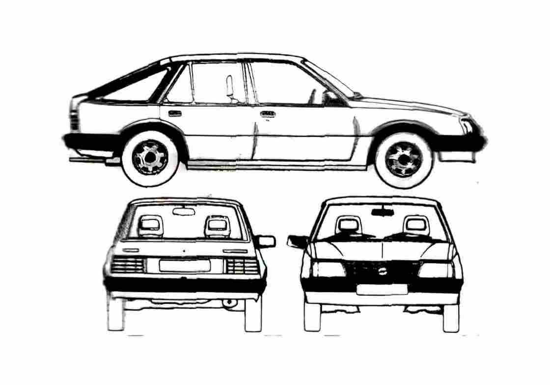 Blueprint Opel Ascona 2 door Hatchback 1982 A4 Photo Print