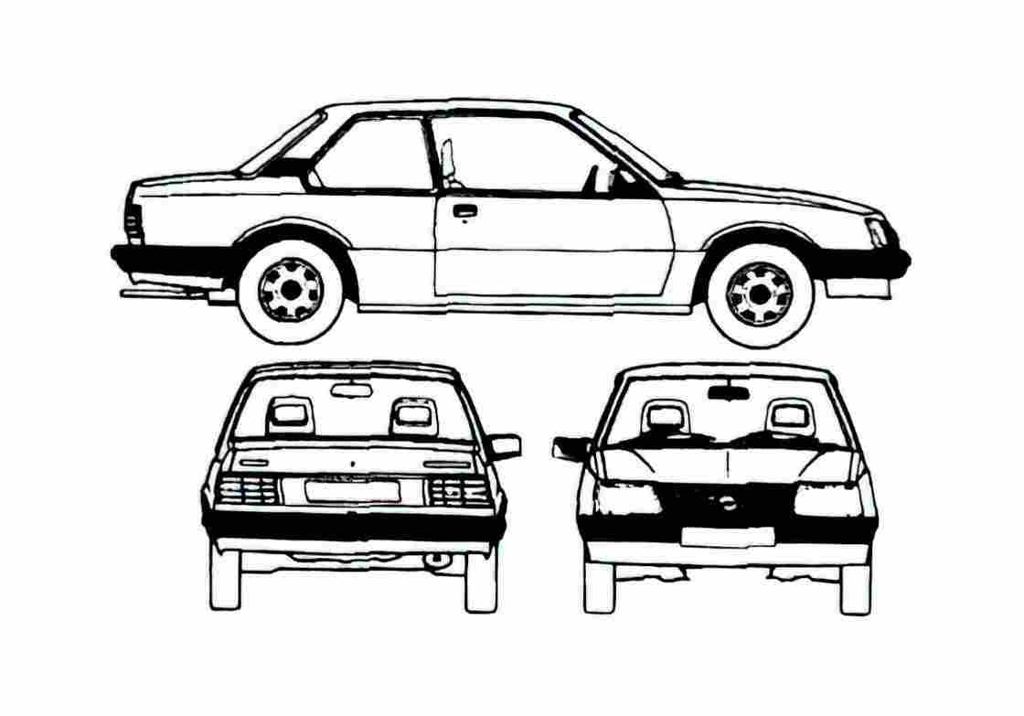 Blueprint Opel Ascona 2 door Sedan 1982 A4 Photo Print