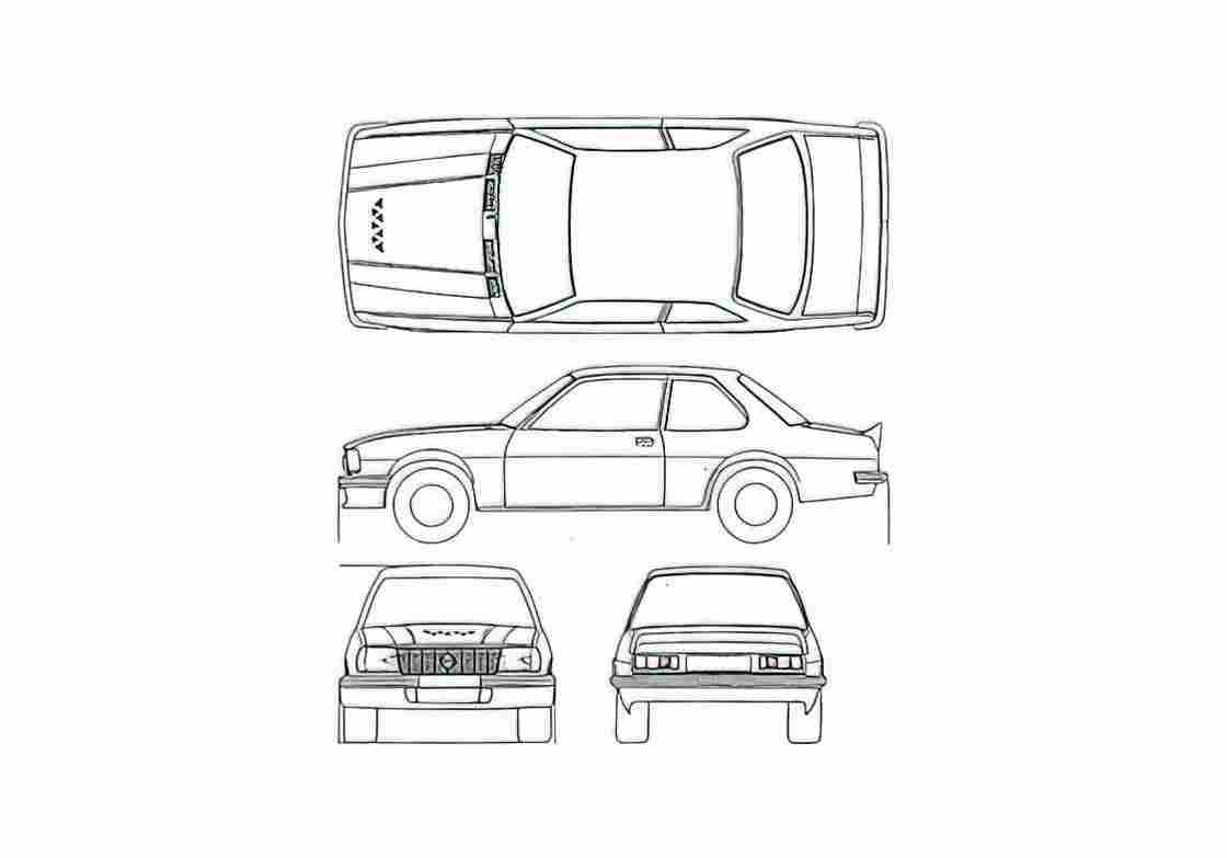 Blueprint Opel Ascona B 2 door Sedan 1975 A4 Photo Print