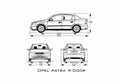 Blueprint Opel Astra 4 door Sedan 2003 A4 Photo Print