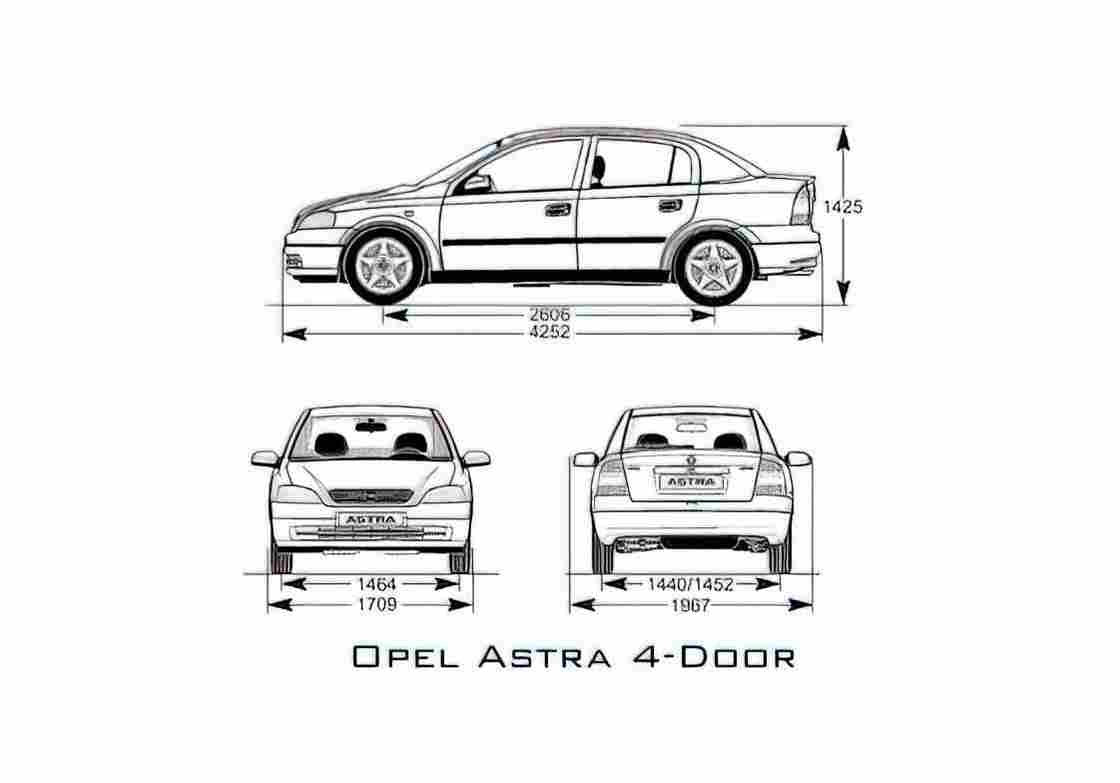 Blueprint Opel Astra 4 door Sedan 2003 A4 Photo Print