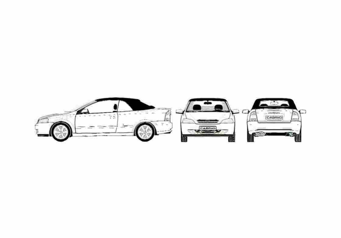 Blueprint Opel Astra Cabriolet 2005 A4 Photo Print
