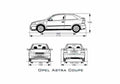 Blueprint Opel Astra Coupe 2005 A4 Photo Print