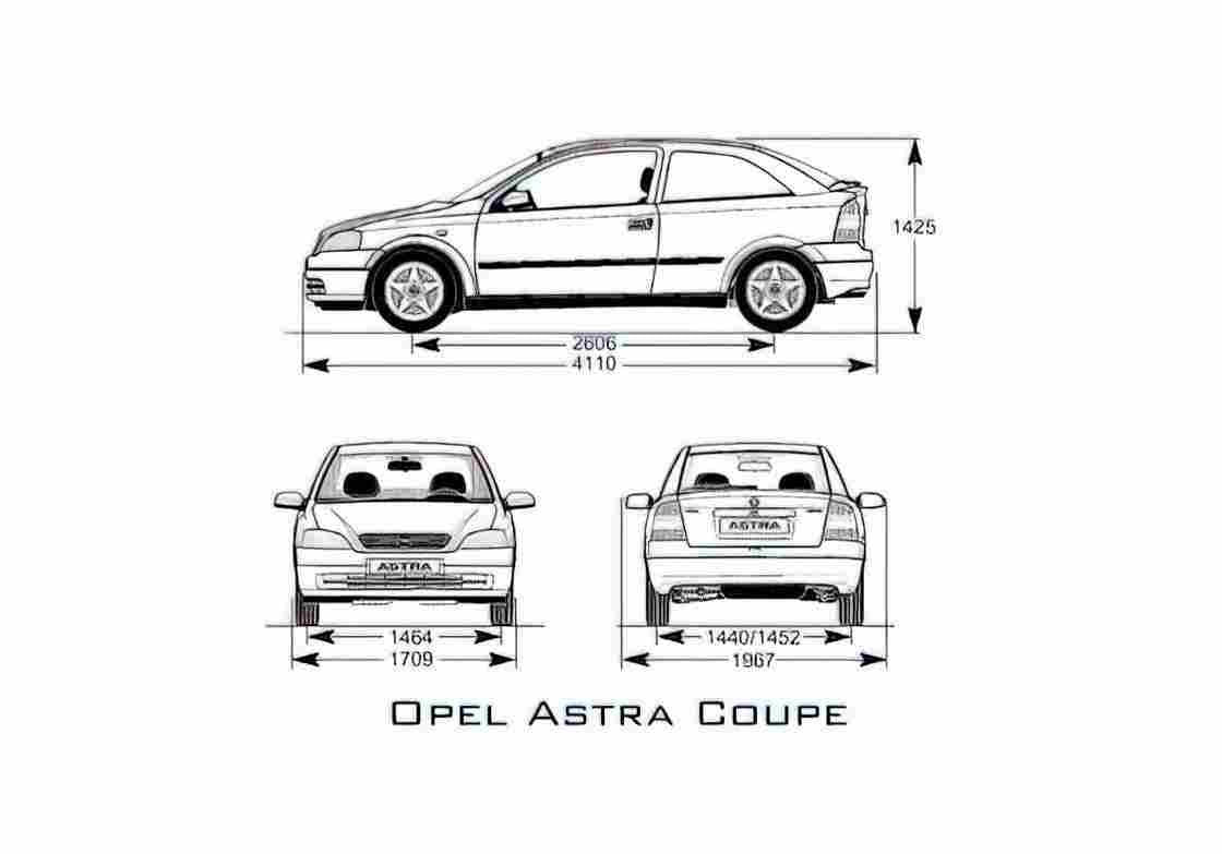 Blueprint Opel Astra Coupe 2005 A4 Photo Print