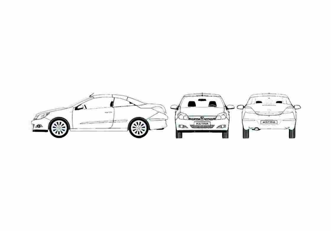 Blueprint Opel Astra Coupe 2006 A4 Photo Print
