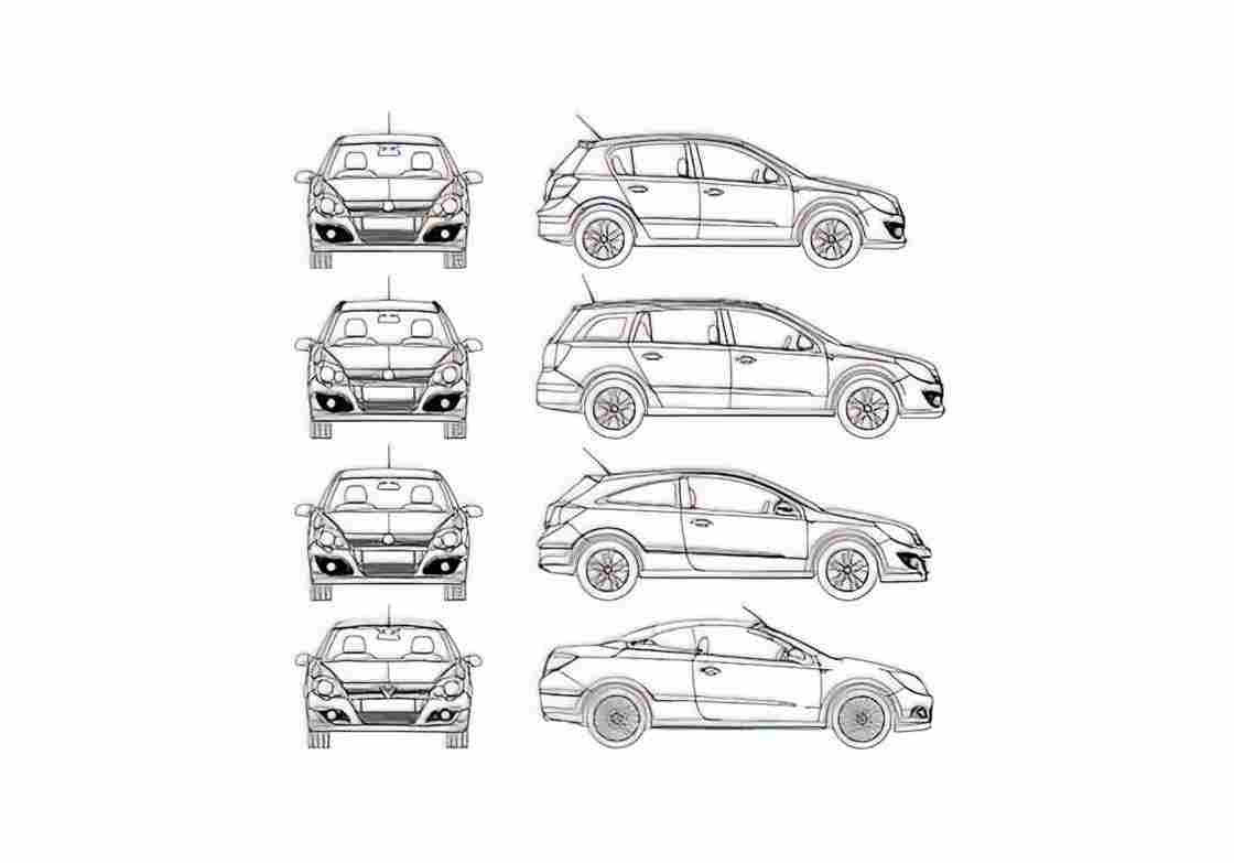 Blueprint Opel Astra Coupe 2007 A4 Photo Print